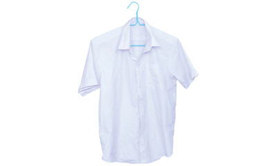 Short-sleeved white shirt on a hanger illustration. vector