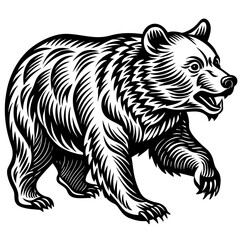 brown-bear-chasing--full-body--engraving-art-style 