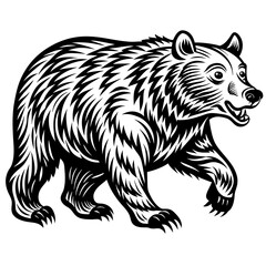 brown-bear-chasing--full-body--engraving-art-style 