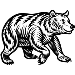 brown-bear-chasing--full-body--engraving-art-style 