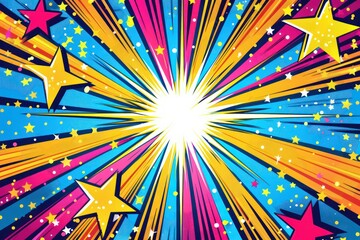 Fototapeta premium Colorful Comic Book Style Explosion Background With Bright Stripes