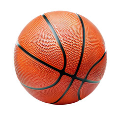 Fototapeta premium Close-up image of a textured basketball isolated on a white background, showing detailed surface and classic orange color.