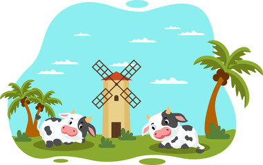 Illustration of Cow With a View