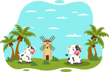 Illustration of Cow With a View