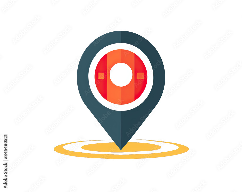 Wall mural a simple, flat design of a blue location icon isolated on a white background. it features a red circ