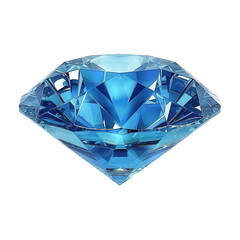 Stunning blue diamond isolated on a white background, reflecting light beautifully. Ideal for jewelry and luxury visuals.
