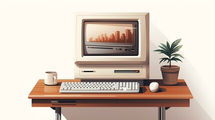 A modern computer sitting on a wooden desk.