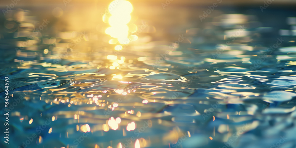 Poster abstract background with blurry lights on pool water. caustics and bokeh. created with generative ai