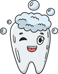 Dental Care Giant Smiling Tooth Cartoon Clipart