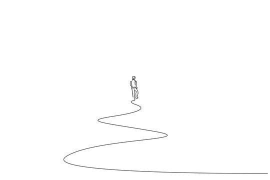 man person go far away walk alone outdoor life one line art design vector