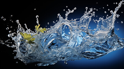 Dynamic Water Splash with Plant in High Resolution