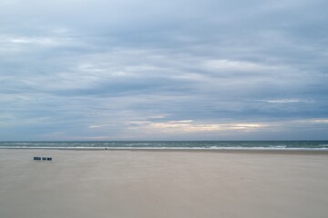 lonely beach and sea of Berck sur mer France