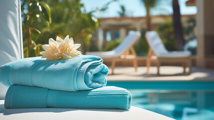 Turquoise Towels by the Poolside Blissful Escape