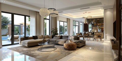 Opulent, sprawling estate with lavish subterranean home cinema, fitness center, and grand study filled with rare books and luxury furnishings. A stunning, high-end residential property embodying the e