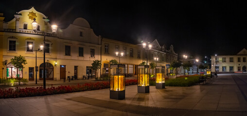 Panorama starego miasta w Bochni nocą   Pananorama of old town in Bochnia City by night © Adrian White