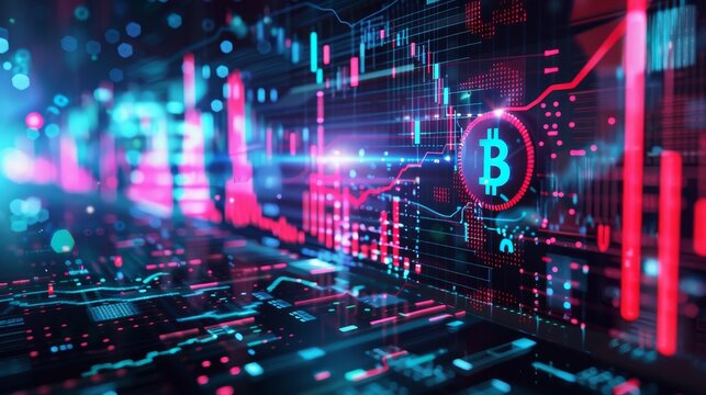 technocore style image on the theme cryptocurrency and income featuring digital wallets, blockchain technology, and 3D cryptocurrency symbols, illustrating the seamless flow of digital money