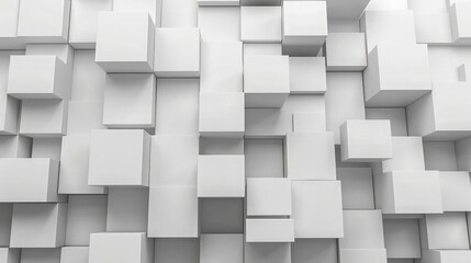 White 3D Blocks form a Tech abstract background. 3D Render .