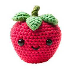 Crochet amigurumi handmade stuffed soft toy strawberry in colored sweater