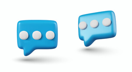 Comment sign with three dots in 3D style. New message icon