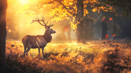 Enchanted Deer in a Sunlit Forest Glade