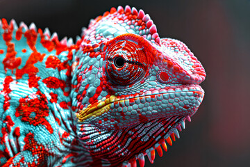 Obraz premium Colorful chameleon closeup portrait