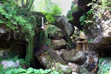 Lichtenhain Waterfall, a waterfall formed by the Lichtenhainer village brook and situated in the...