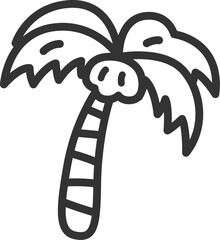 ヤシの木のアイコン（線画）のイラスト