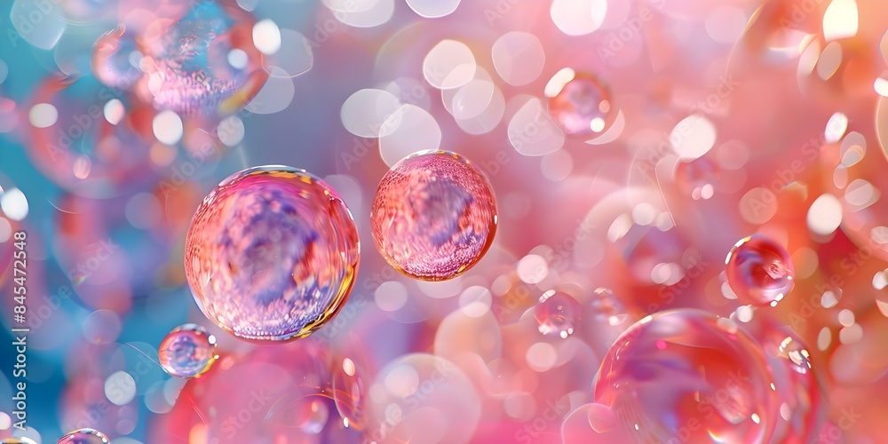 Poster ai-powered generative cleaning simulation with realistic colored bubbles. concept simulation, ai-pow