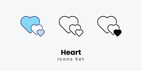 Heart icons vector set stock illustration.
