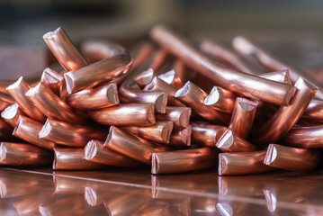 Copper wire raw materials metals industry and stock market concept