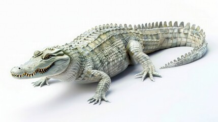 Naklejka premium 3D cartoon crocodile full body side view looking down isolated.