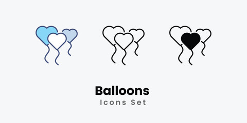Balloons icons vector set stock illustration.