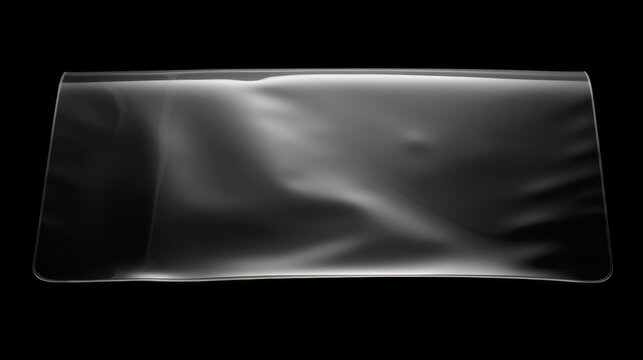 Transparent Plastic Sheet on Black Background