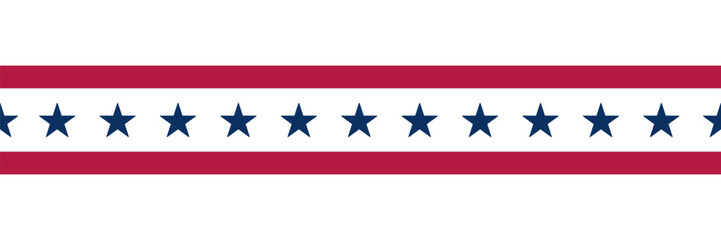 American flag ribbon, seamless pattern. USA ribbon, stripe