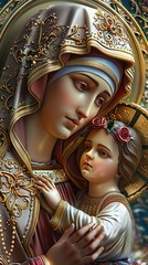 the icon of the Mother of Perpetual. AI generative.