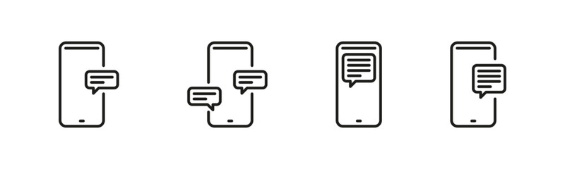Phone chat vector icon set. Smartphone message icons.