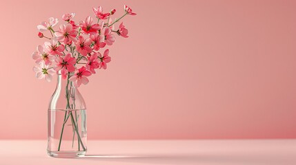 Obraz premium Pink Blossoms in Clear Glass Vase