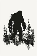 Fototapeta premium A large, furry creature is walking through a forest