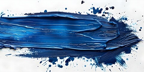 Blue paint brush stroke texture on white background - a cosmetic design element. Concept Cosmetic Design, Paint Brush Stroke, Blue Texture, White Background, Design Element