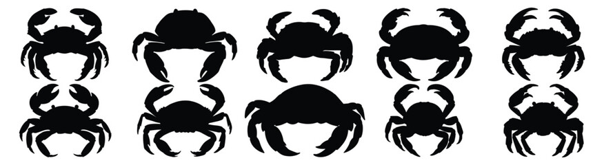 Crab silhouette set vector design big pack of illustration and icon