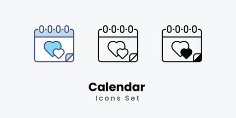 Calendar icons vector set stock illustration.