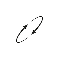 Two semicircular thin arrows rotate. Semi circle arrows following each other and moving in a circle. Vector symbol. Isolated Illustration on white background.