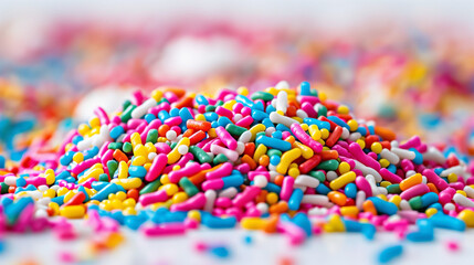 Pile of Colorful Candy Sprinkles Closeup