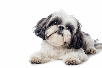 Shih Tzu with a Gentle Smile and a Relaxed Pose: A Shih Tzu with a gentle smile and a relaxed pose, epitomizing tranquility and comfort. 