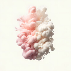 Pink and Cream Abstract Ink Clouds - Soft and Elegant Fluid Art