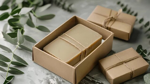 A paperboard box with a magnetic closure holds a set of shampoo and conditioner bars wrapped in minimal packaging and perfect for gifting.