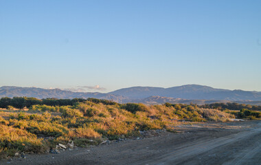 sunset on the coast of Cyprus mountain view