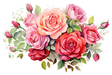 PNG Colorful roses painting pattern flower.