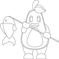 Avocado Fisher Fishing rod Fishing Vector Graphic Art Illustration