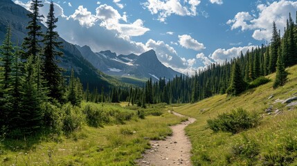 View of the mountain on a long hiking trail to see